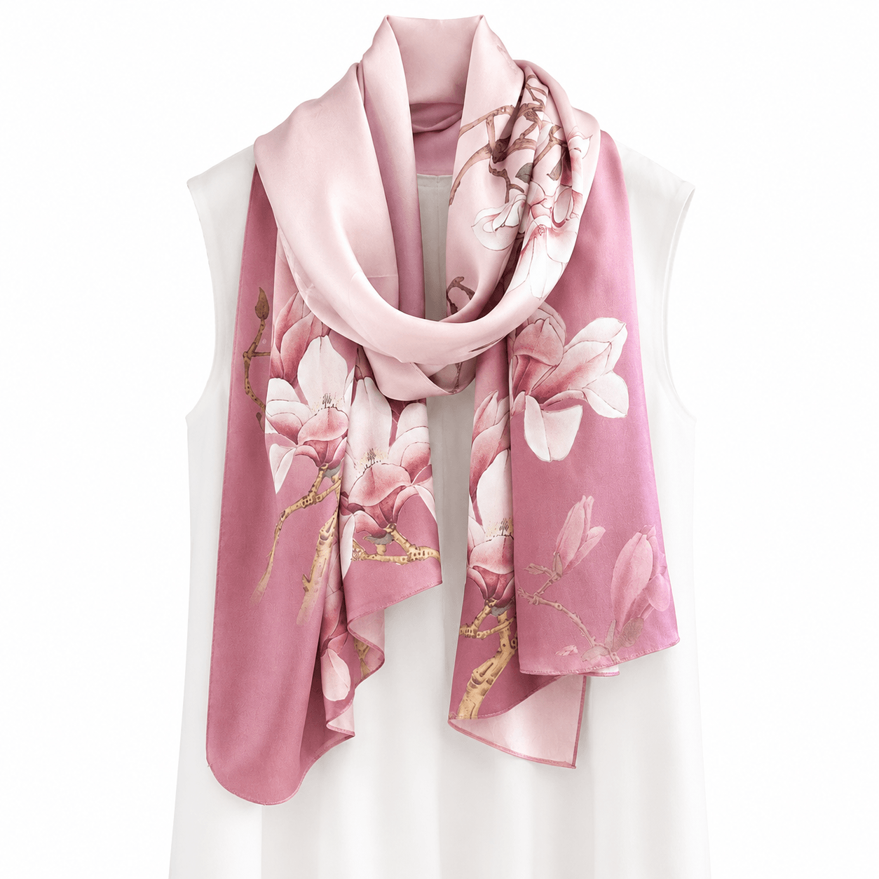 Magnolia Serenity Pure Mulberry Silk Extra Large Long Scarf