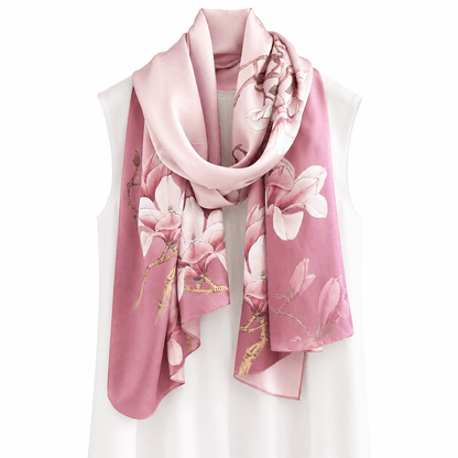 Magnolia Serenity Pure Mulberry Silk Extra Large Long Scarf
