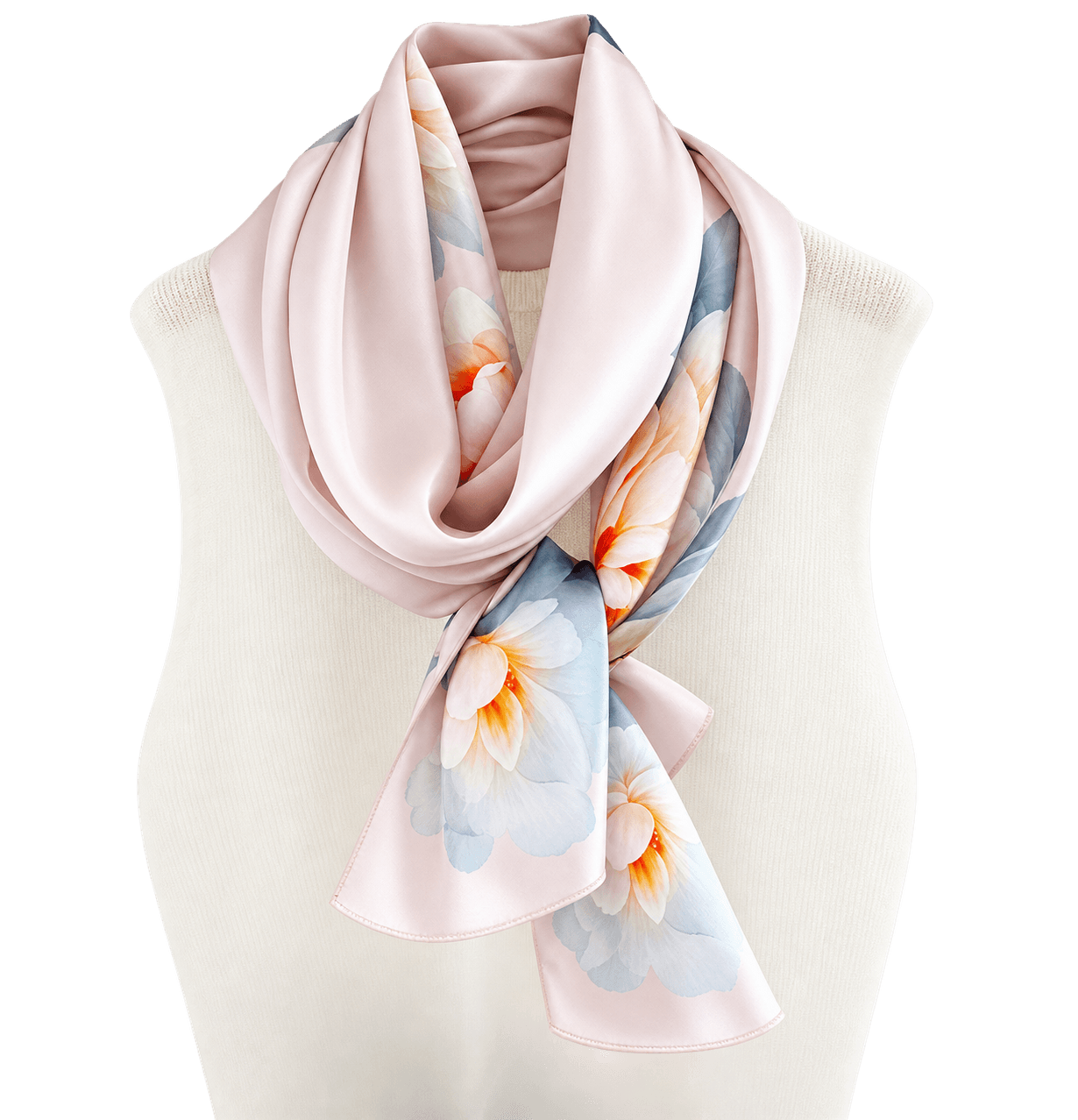Blush Cascade Pure Mulberry Silk Extra Large Long Scarf