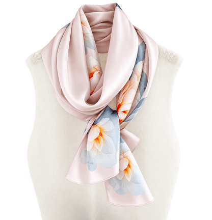 Blush Cascade Pure Mulberry Silk Extra Large Long Scarf