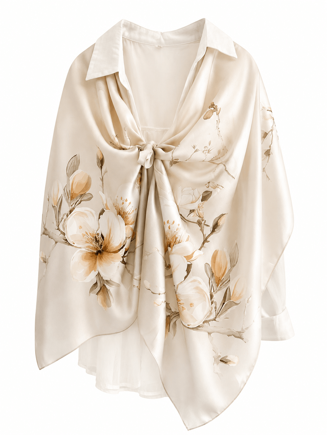 Champagne Blossom Pure Mulberry Silk Extra Large Long Scarf