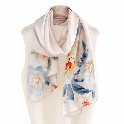 Blush Cascade Pure Mulberry Silk Extra Large Long Scarf