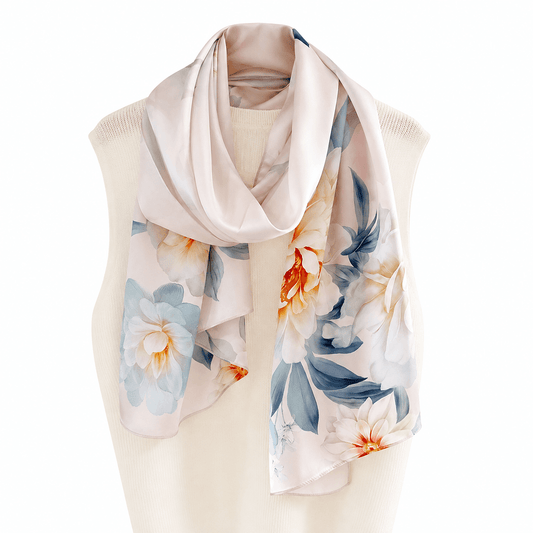 Blush Cascade Pure Mulberry Silk Extra Large Long Scarf
