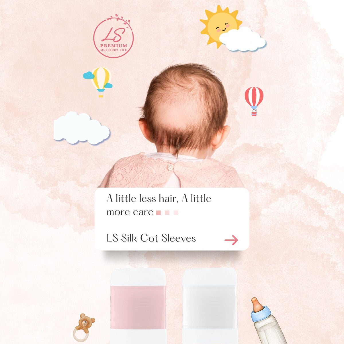 LS Silk cot sleeves in pink and pearl white – LS Silk NZ