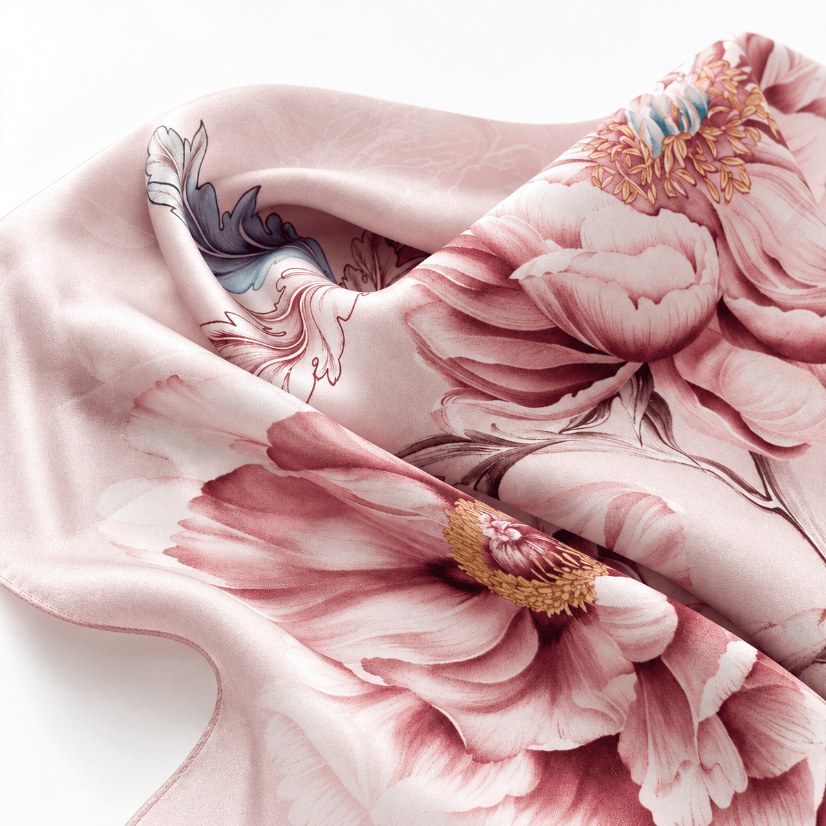 Rosewater Peony Pure Mulberry Silk Extra Large Long Scarf