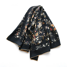 Load image into Gallery viewer, Timeless Floral Elegance Pure Mulberry Silk Scarf Bandana
