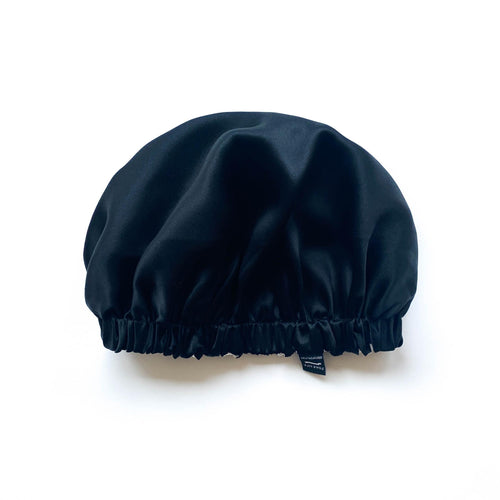 Double Layer Mulberry Silk Bonnet Hair Bonnet - Black - Medium to Small - Lovesilk.co.nz