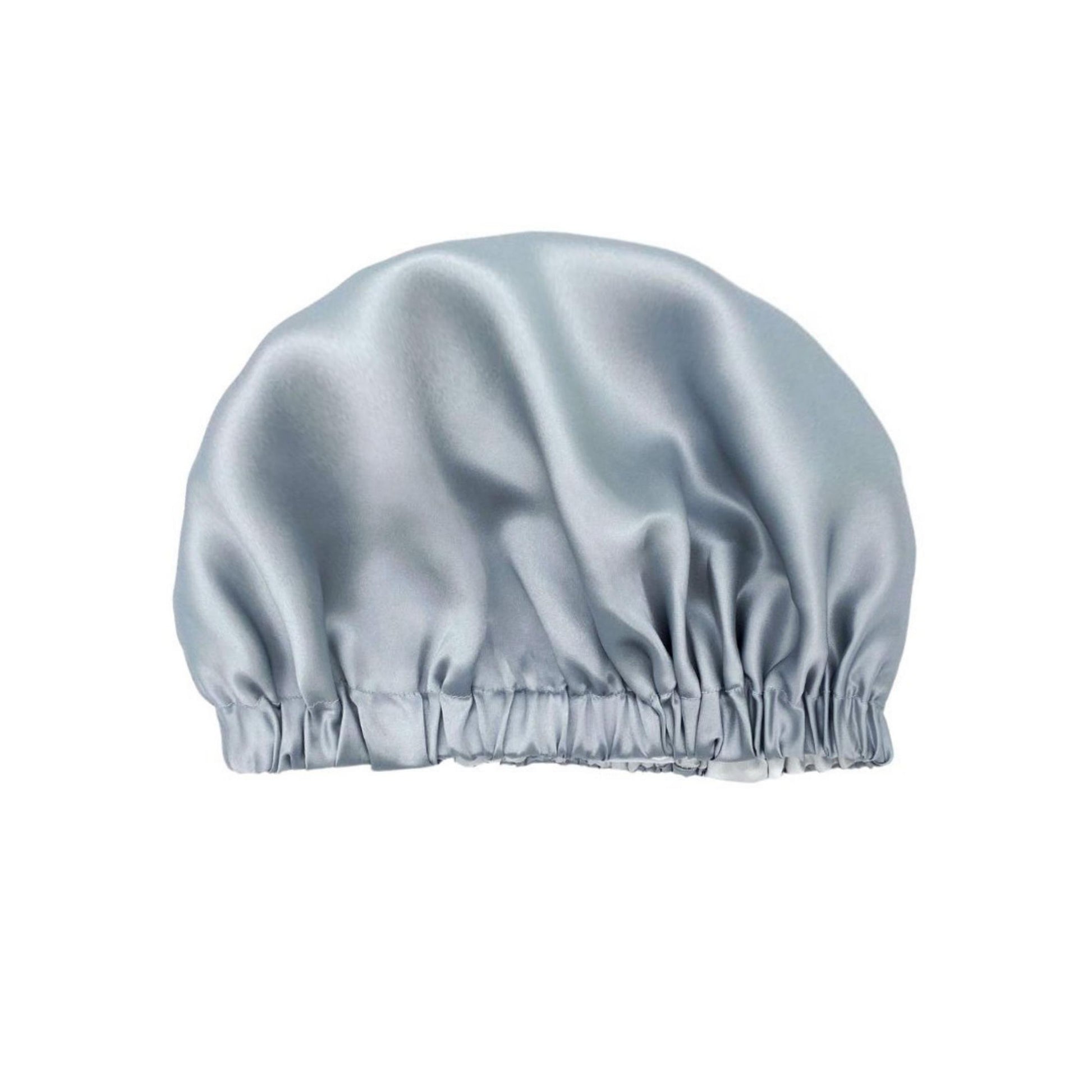 Silver grey mulberry silk hair bonnet, rear view – LS Silk NZ
