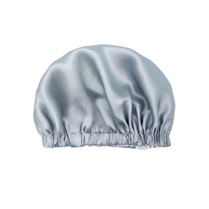 Silver grey mulberry silk hair bonnet, rear view – LS Silk NZ