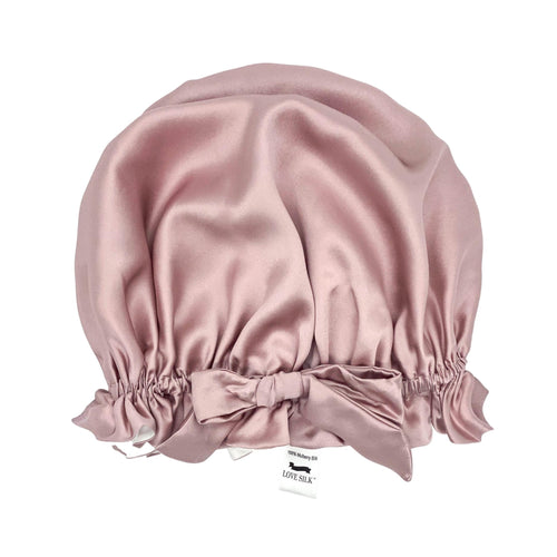 Double Layer Women Silk Hair Bonnet 100% Mulberry Silk - Pink - Medium to Large - Lovesilk.co.nz