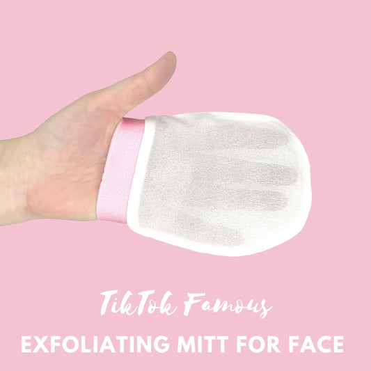Hand wearing silk exfoliating face mitt – LS Silk NZ