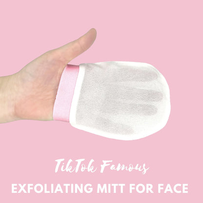 Hand wearing silk exfoliating face mitt – LS Silk NZ