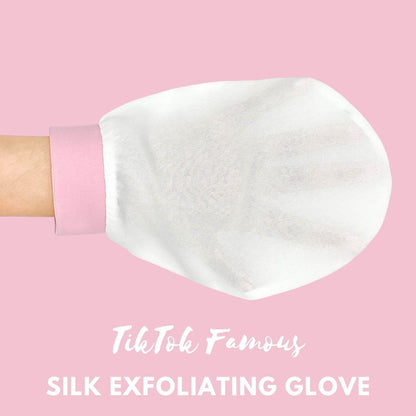 TikTok famous silk exfoliating body glove on pink background – LS Silk NZ