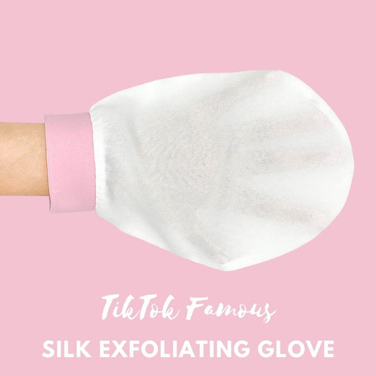 TikTok famous silk exfoliating body glove on pink background – LS Silk NZ