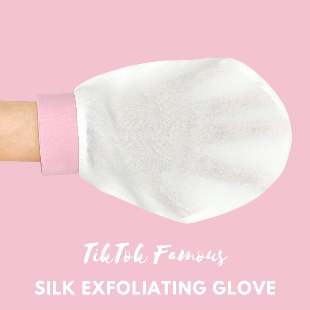 TikTok famous silk exfoliating glove worn on hand – LS Silk NZ