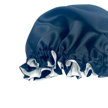 Load image into Gallery viewer, Large Double-Lined Adjustable Silk Hair Bonnet Turban - Black
