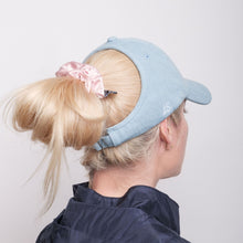 Load image into Gallery viewer, Silk-lined Baseball Cap With Open Back For Curly Hairs &amp; Pony Tails - Cowboy Blue
