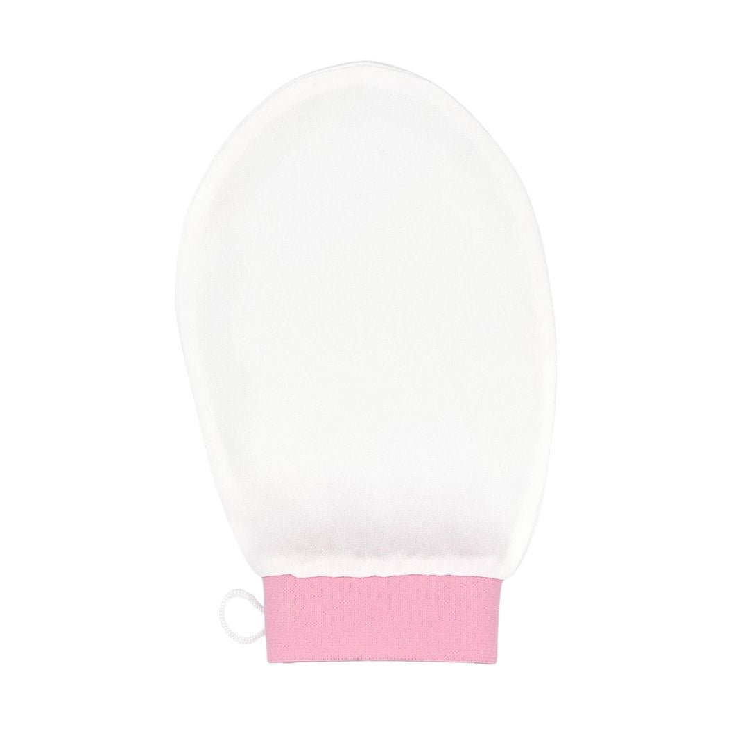 White silk exfoliating body glove, flat product view – LS Silk NZ