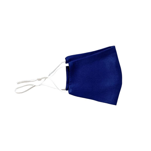 Reusable Silk 3D Face Covering Mask- Double Layer - Adjustable Ear Loops - Navy Blue - Standard Size - Lovesilk.co.nz