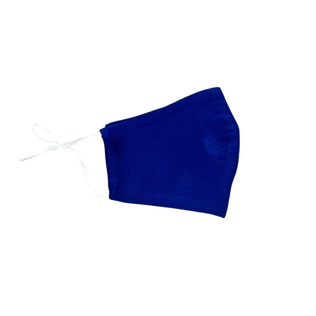 Reusable Silk 3D Face Covering Mask - Double Layer - Adjustable Ear Loops - Navy Blue - Large Size - Lovesilk.co.nz