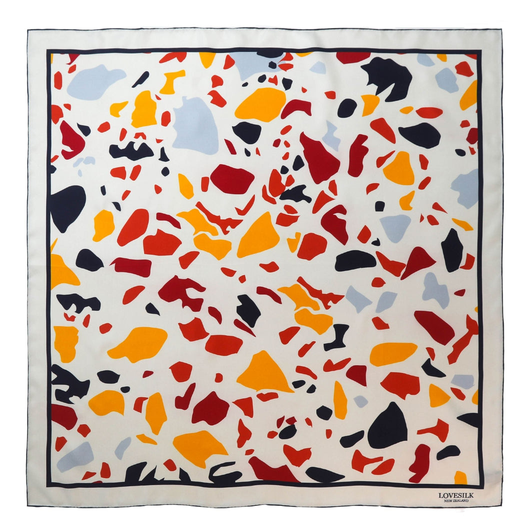 Abstract Escape Pure Mulberry Silk Scarf - Inspiration from Aotea Centre’s Terrazzo Design