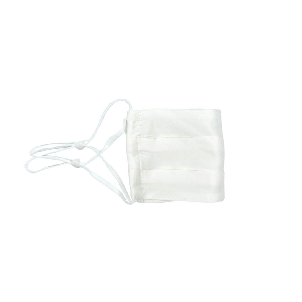 Reusable Silk Face Covering - Double Layer - 22-Momme Premium Mulberry Silk - Adjustable Ear Loops - White - Lovesilk.co.nz