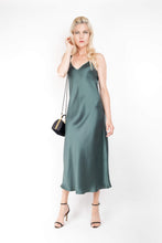 Load image into Gallery viewer, Vintage-Inspired Silk Slip Dress - Emerald - Lovesilk.co.nz
