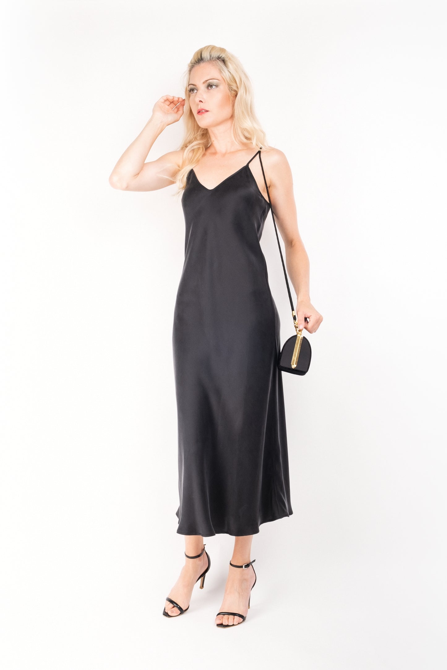 Vintage-Inspired Silk Slip Dress - Black - Lovesilk.co.nz