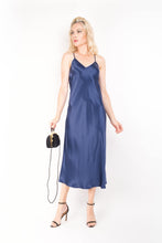 Load image into Gallery viewer, Vintage-Inspired Silk Slip Dress - Blue - Lovesilk.co.nz
