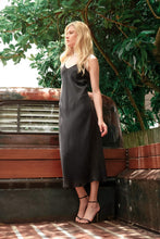 Load image into Gallery viewer, Vintage-Inspired Silk Slip Dress - Black - Lovesilk.co.nz
