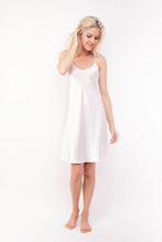 Load image into Gallery viewer, 100% Mulberry Silk Nightgown Spaghetti Strap Chemise Nightdress Everyday Slip - Ivory White
