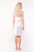Load image into Gallery viewer, 100% Mulberry Silk Nightgown Spaghetti Strap Chemise Nightdress Everyday Slip - Ivory White
