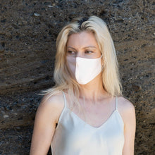 Load image into Gallery viewer, Reusable Silk 3D Face Covering Mask- Double Layer - Adjustable Ear Loops - Blush Pink - Standard Size - Lovesilk.co.nz
