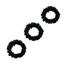 Load image into Gallery viewer, 3 Pack Premium Mulberry Silk Scrunchies - Black - Small - Lovesilk.co.nz
