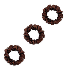 Load image into Gallery viewer, 3 Pack Premium Mulberry Silk Scrunchies - Chocolate - Small

