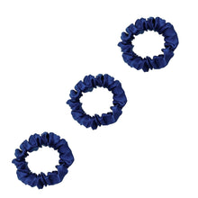 Load image into Gallery viewer, 3 Pack Premium Mulberry Silk Scrunchies - Navy  - Small - Lovesilk.co.nz
