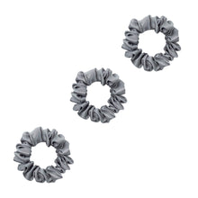 Load image into Gallery viewer, 3 Pack Premium Mulberry Silk Scrunchies - Silver Grey - Small - Lovesilk.co.nz
