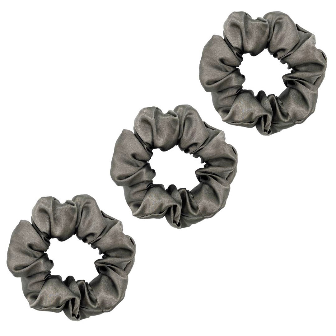 3 Pack Premium Mulberry Silk Scrunchies - Black - Medium - Lovesilk.co.nz