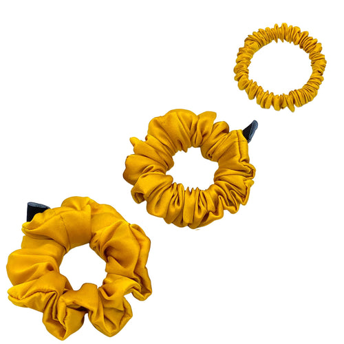 Silk Scrunchies Set - Yellow - Mini, Small, Medium - Lovesilk.co.nz