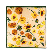 Load image into Gallery viewer, Chrysanthemum Blooms Pure Mulberry Silk Scarf Bandana

