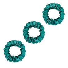 Load image into Gallery viewer, 3 Pack Premium Mulberry Silk Scrunchies - Emerald - Small
