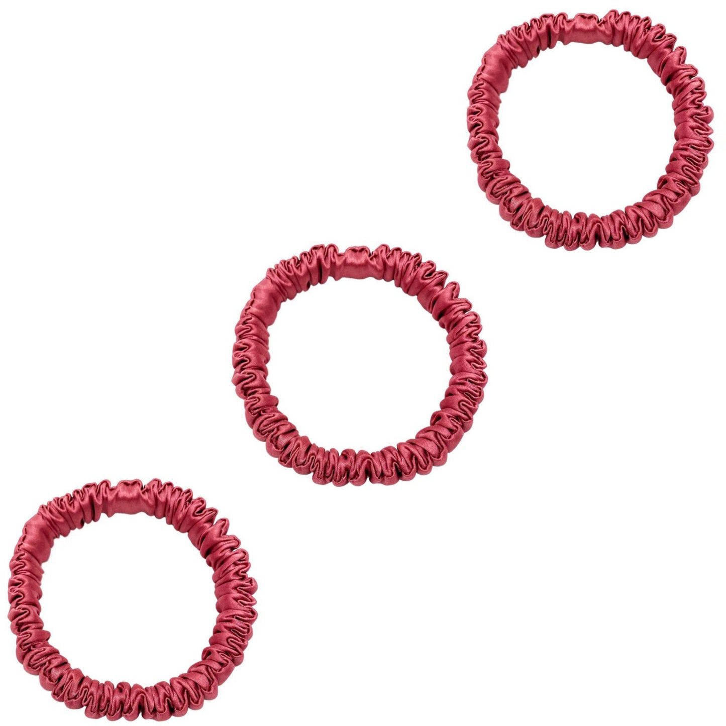 Three red mini mulberry silk scrunchies – LS Silk NZ