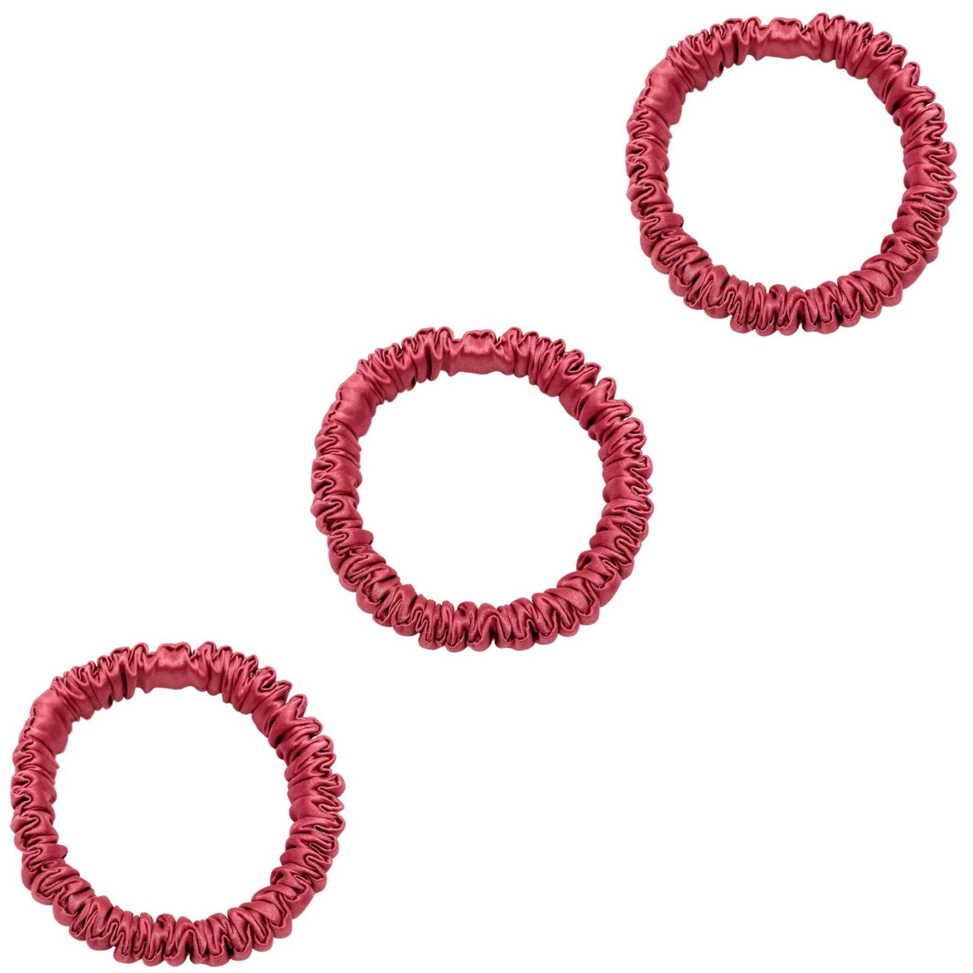3 Pack Premium Mulberry Silk Scrunchies - Champagne Gold - Mini - Lovesilk.co.nz