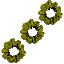 Load image into Gallery viewer, 3 Pack Premium Mulberry Silk Scrunchies - Olive - Medium
