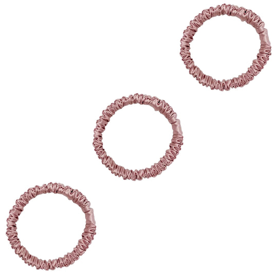 3 Pack Premium Mulberry Silk Scrunchies - Pink - Mini - Lovesilk.co.nz