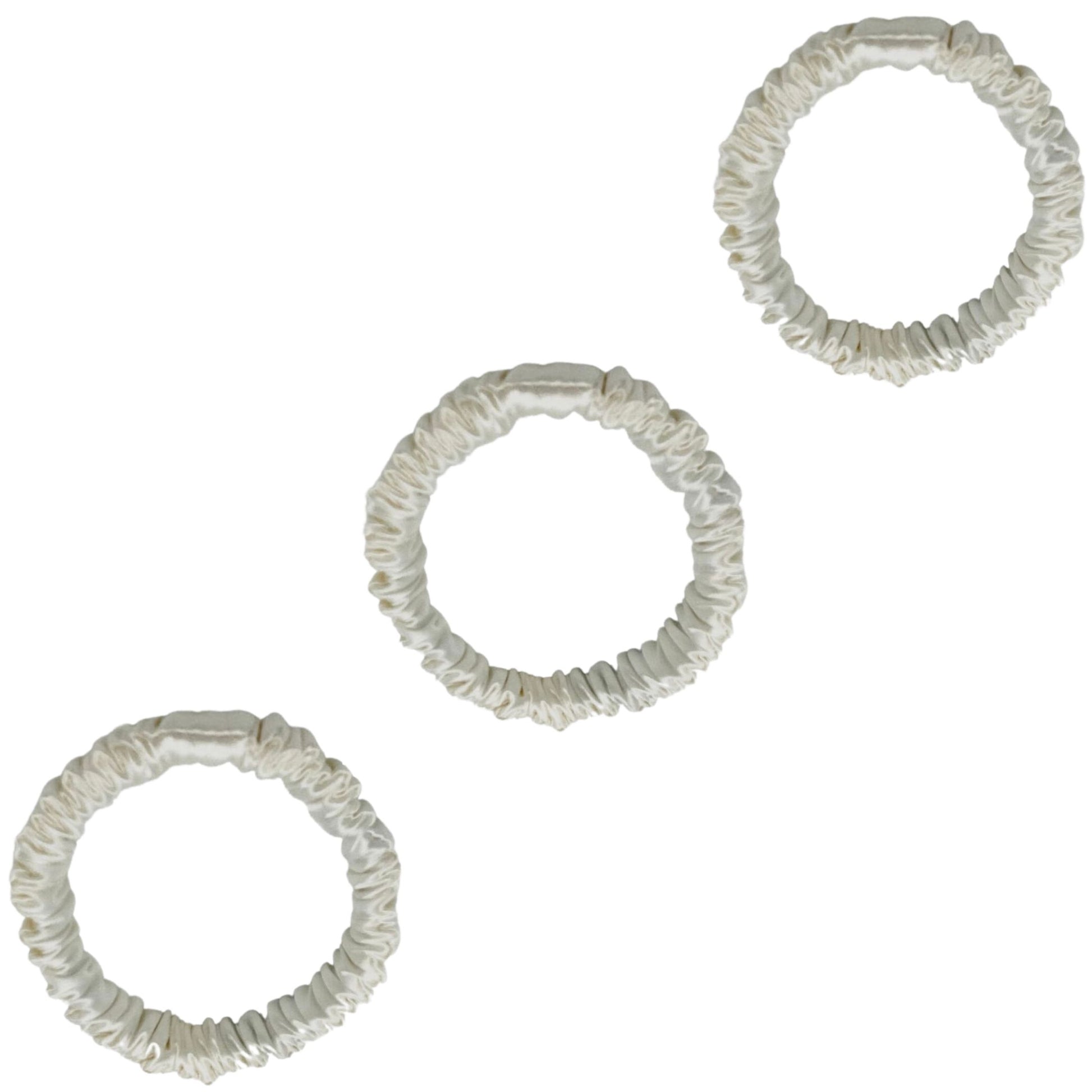 3 Pack Premium Mulberry Silk Scrunchies - Black - Mini - Lovesilk.co.nz