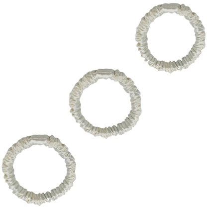 3 Pack Premium Mulberry Silk Scrunchies - Champagne Gold - Mini - Lovesilk.co.nz