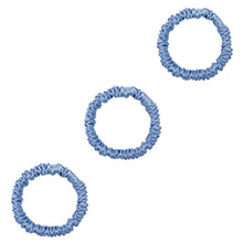 Load image into Gallery viewer, 3 Pack Premium Mulberry Silk Scrunchies - Sky Blue - Mini - Lovesilk.co.nz
