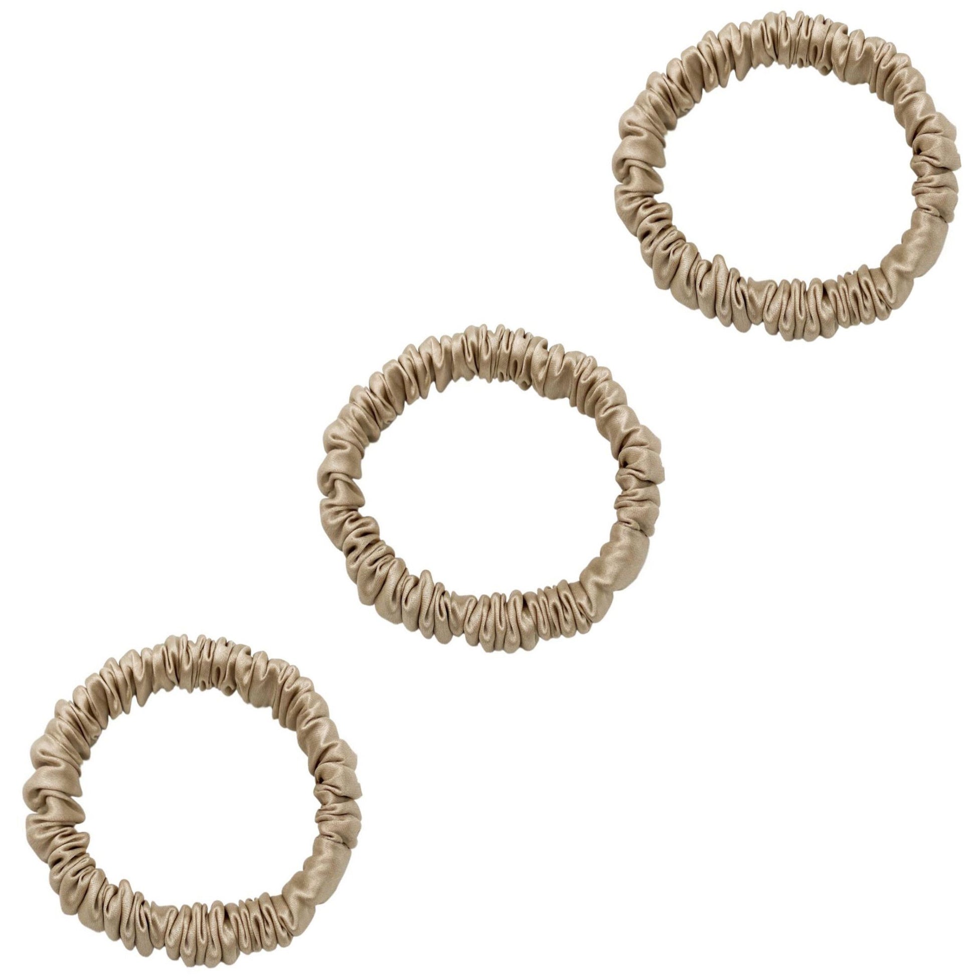3 Pack Premium Mulberry Silk Scrunchies - Black - Mini - Lovesilk.co.nz