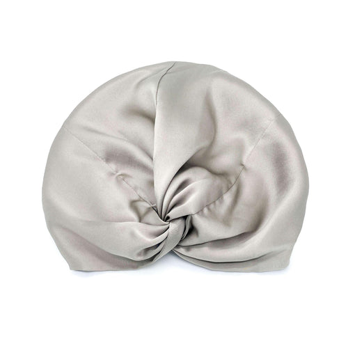 Silk Sleep Cap for Women Hair Care Natural Silk Double Layer Bonnet - Pearl River Grey - One Size Fits Most - Lovesilk.co.nz